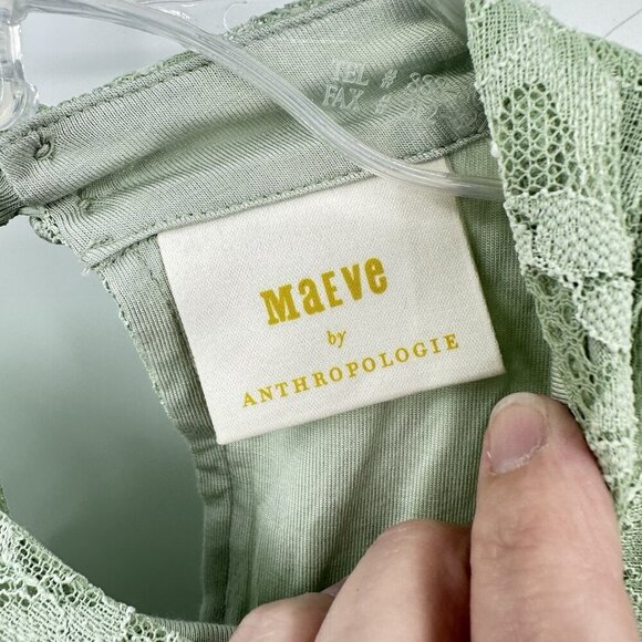 NEW ANTHROPOLOGIE MAEVE dress fit flare mini lace mock neck flutter mint LARGE - Picture 7 of 11